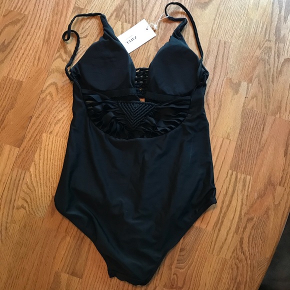 NWT Zaful Black Spaghetti Strap Swimsuit (L) - Picture 8 of 16